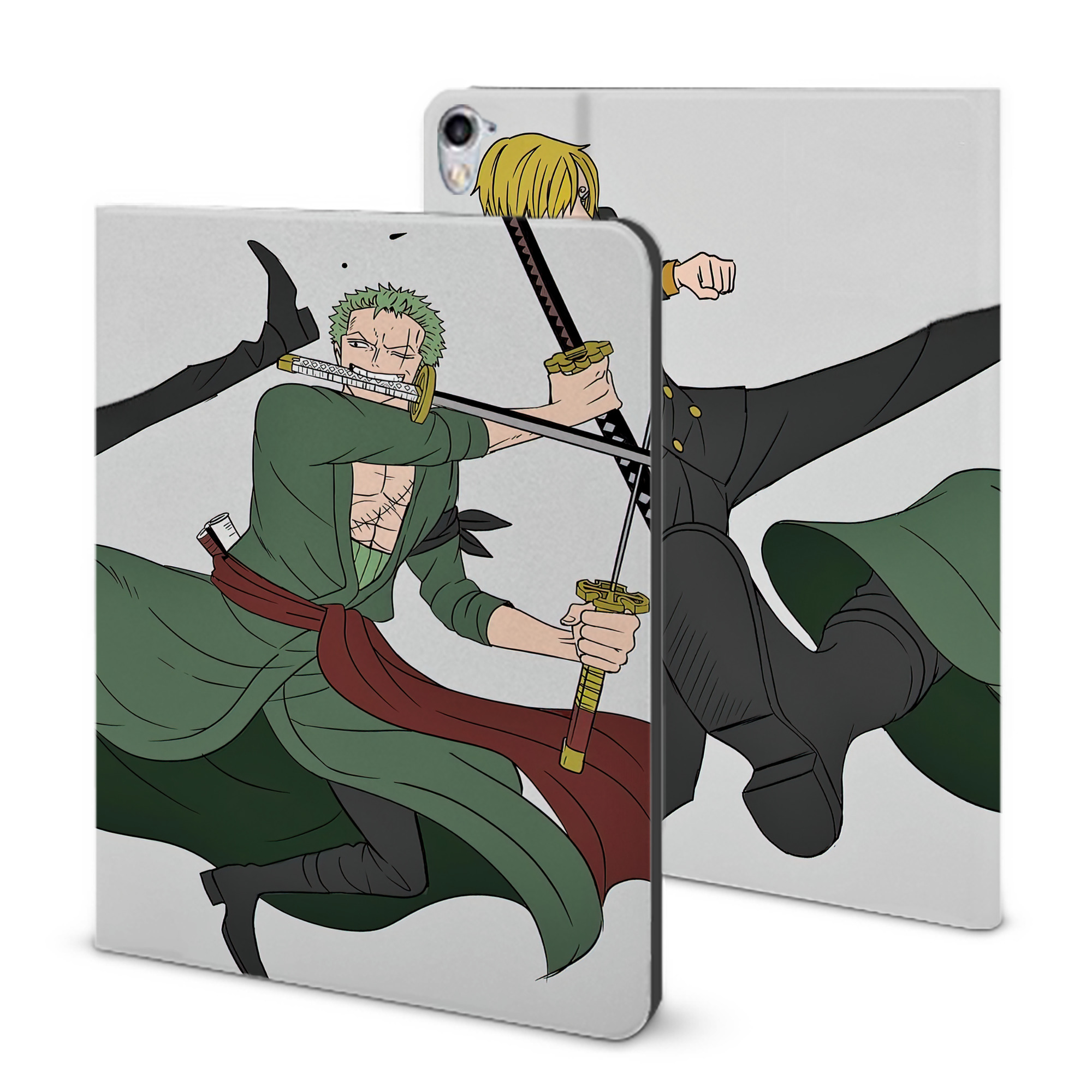ワンピース ONE PIECE IPad ケース ブック型 PUレザー TPU 耐衝撃 軽量 薄型 ペン収納なし 全面保護 IPad 各モデル対応